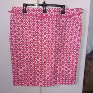 Liz Claiborne Pink and White Geometric Pencil Skirt